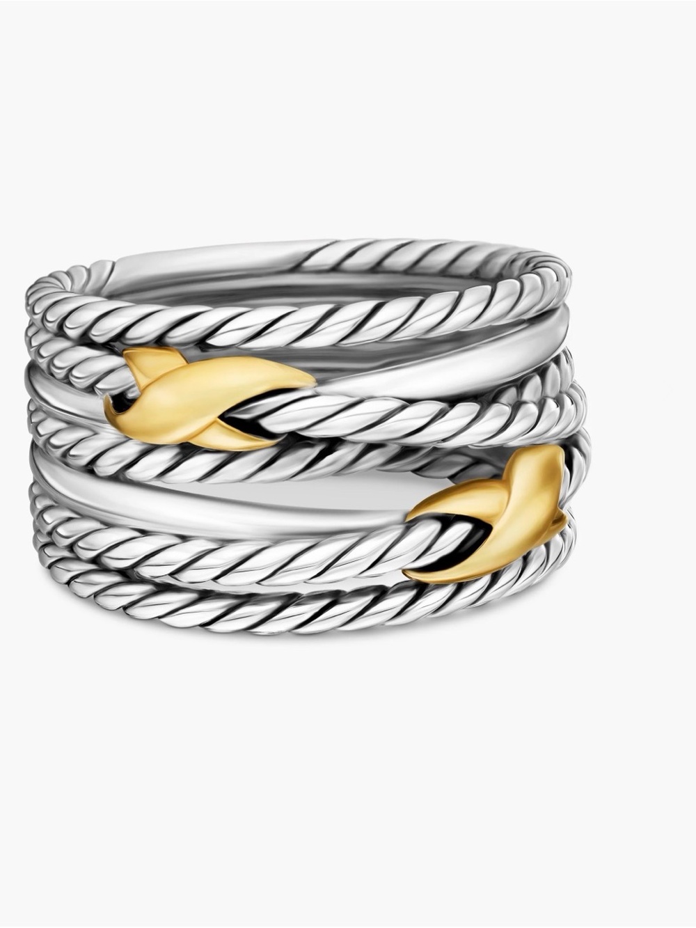 DAVID YURMAN Double X Crossover Ring Silver with 18k Gold